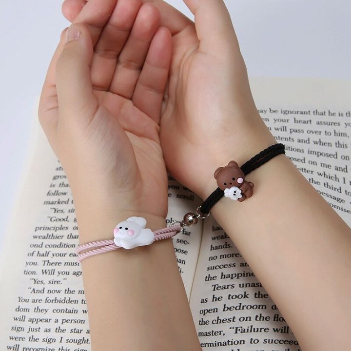 2Pcs%20Couples%20Matching%20Bracelet%20Magnet%20Cute%20Bear%20Rabbit%20Pendant%20Braslet%20Elastic%20Rope%20Paired%20Braclet%20Parent%20Child%20Brazalete%20-%20Image%203