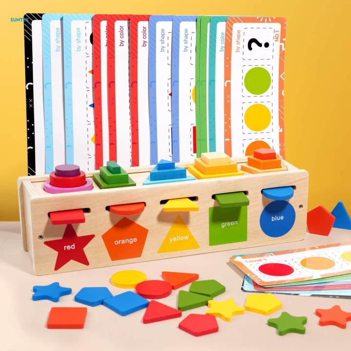 Montessori Shape Color Sorting Toy Colour Shape Sorting Box Game for 3 4 5