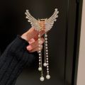 Indispensable -New Elegant Back Head Shark Hair Clip Fashion Angel Wings Pearl Long Tassel Butterfly Grab Clip Hairpins Hair Claws- Innovative.