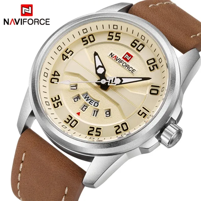 NAVIFORCE%20NF9124%20Brown%20PU%20Leather%20Analog%20Watch%20For%20Men%20-%20Silver%20&%20Brown%20-%20Image%202