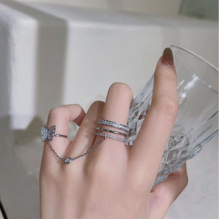 Double%20Finger%20Chain%20Rings%20Women's%20Fashion%20Jewelry%20Band%20Rings%20-%20Image%203