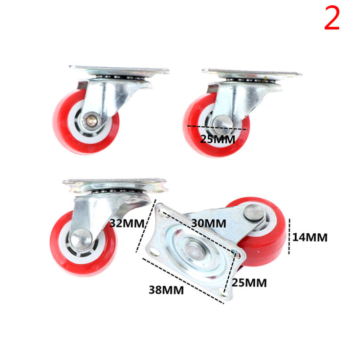 4pcs%201.5inch%20Furniture%20Casters%20Wheels%20Red%20Rubber%20Swivel%20Caster%20Roller%20Wheel%20Sunlight%20Mall%20-%20Image%202