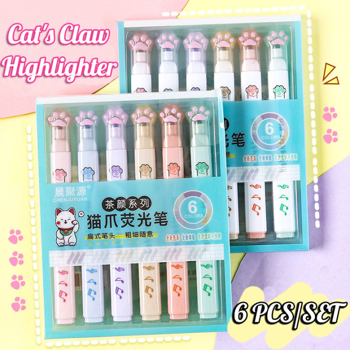 6 PCS Kawaii Highlighters Pastel Pen Set Colored Markers Cute Korean Stationery Kids Marker Aesthetic Office School Supplies Amour zii