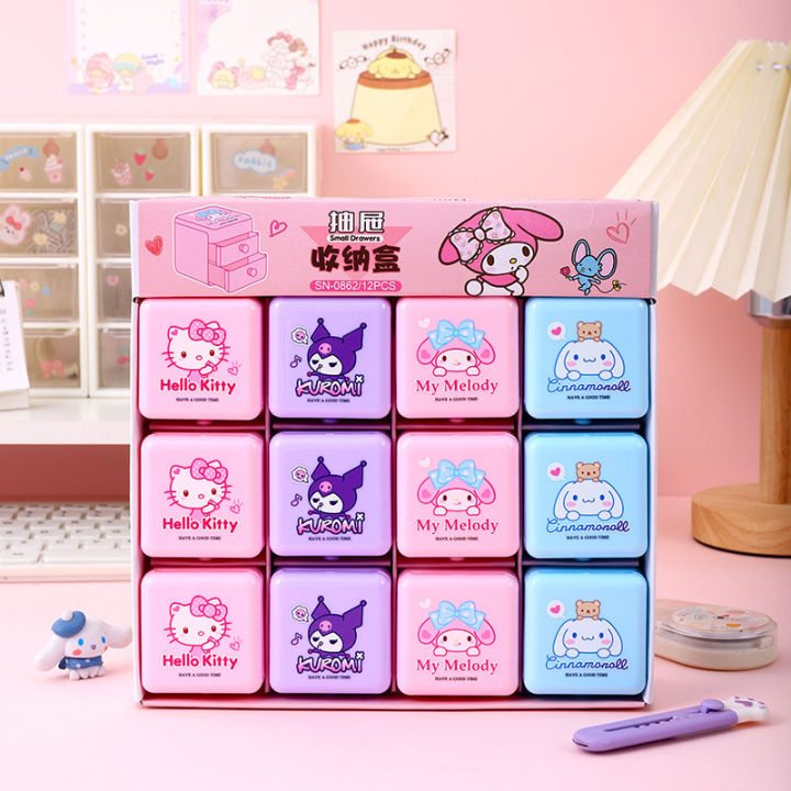 Cute%20Cartoon%20Sanrio%20Hello%20Kitty%20Cinnamoroll%20My%20Melody%20Kuromi%20Storage%20Box%20With%20Mini%20Drawer%20Jewelry%20Finishing%20Box%20Desk%20Organizer%20-%20Image%203
