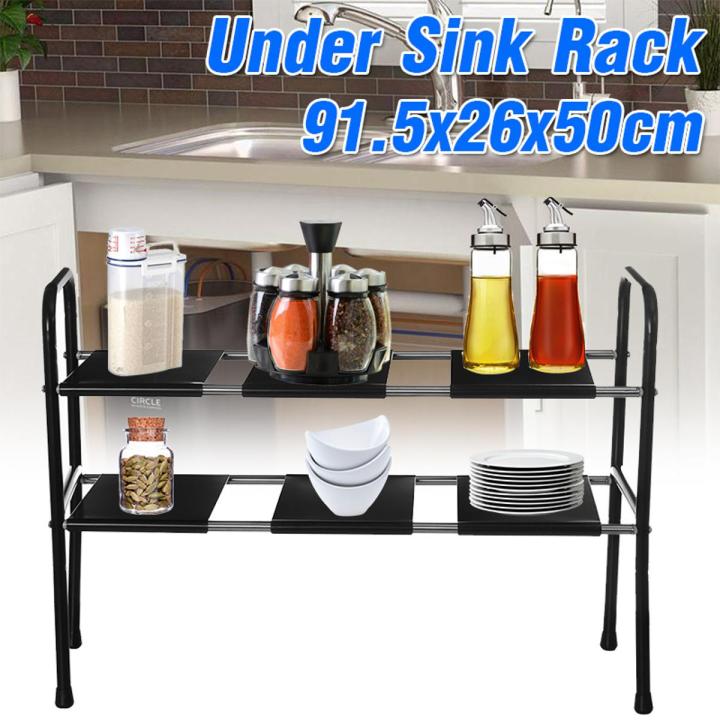 Kitchen Rack Extendible Under Sink Storage Rack Cooker Pot Pan Holder Cabinet Organizer Kitchen Organizer
