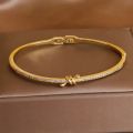 2023 New Design Elegant Crystal Thin Open Bangles bracelets for Women Fashion Brand Jewelry Delicate Twist Bangles.