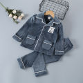 Autumn Winter Children's Coral Velvet Pajamas Boys Boys Thickened Winter Flannel Baby Girls Loungewear Set. 