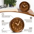 Wooden Desk & Table Analog Clock Made Of Pine(Dark). 