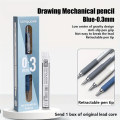LANGUO P360-1 Soft Grip Metal Mechanical Pencil 0.3mm 2B Low Gravity Drawing Pencil Set with Leads.