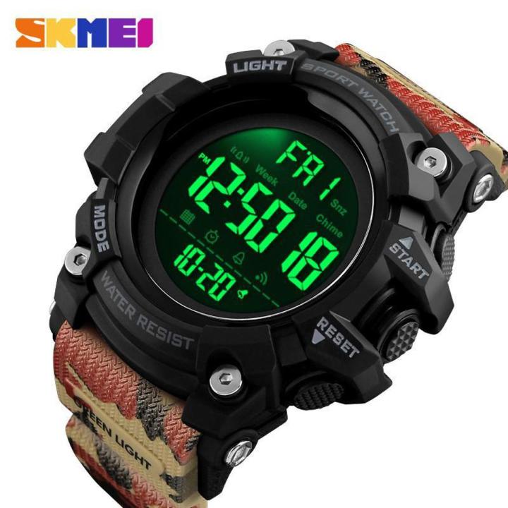 SKMEI New Men Outdoor Sports Watches Countdown Digital Watch 2Time Alarm 5Bar Fashion Waterproof Wristwatches 1384