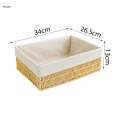 Woven Basket Storage Bread Basket Handwoven Cosmetics Storage Box Decorative Basket for 34x26.5x13cm.