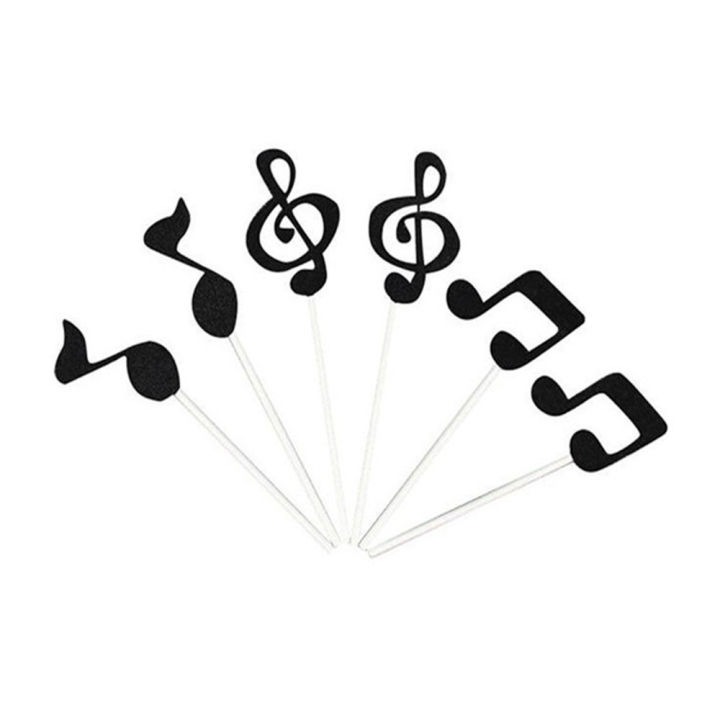 6 Pcs Music Notes Themed Cupcake Topper Paper Cake Inserts Card Wedding Cake Topper Decoration
