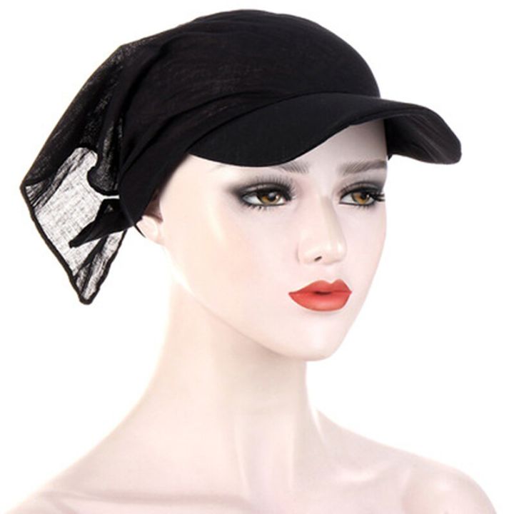 1PC%20Women%20Durag%20Brim%20Cap%20Sun%20Visor%20with%20Pre-Tied%20Turban%20Caps%20Head%20Scarf%20Hijab%20Pure%20Color%20Muslim%20Beach%20Vacation%20Fashion%20Outdoor%20-%20Image%205