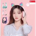 STN28 LED Cat Ear Headset Noise Cancelling Headphones Bluetooth 5.0 Colorful Kids Headset Support TF Card 3.5mm Plug with Mic. 