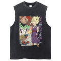 Vintage Sleeveless T-Shirt Dragon Ball Z Men Anime Oversized Tank Tops Tees Cotton Casual Washed Black Harajuku Vest T-shirt. 