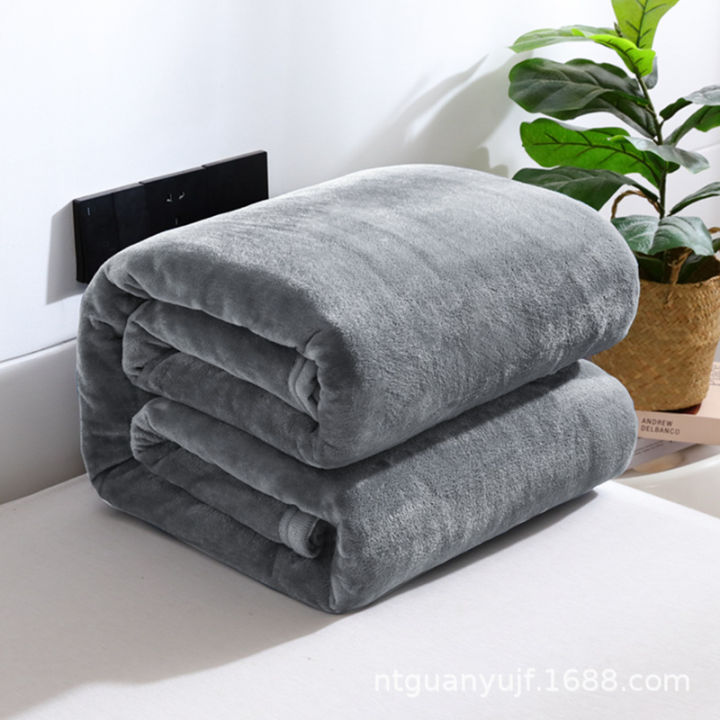 Flannel solid color thickened warm blanket double-sided velvet multifunctional single double blanket gift blanket
