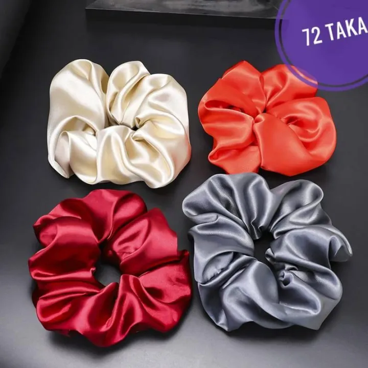 Silk%20Scrunchie%20Hair%20Band%20for%20Girls%20-%20Pack%20of%202%20-%20Trendy%20Hair%20Accessories%20-%20Comfortable%20and%20Stylish%20-%20Image%202