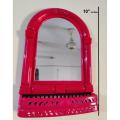 Pink- Plastic Frame Bathroom Mirror Frame with glass Hanging Hole (Small- 10" inches). 