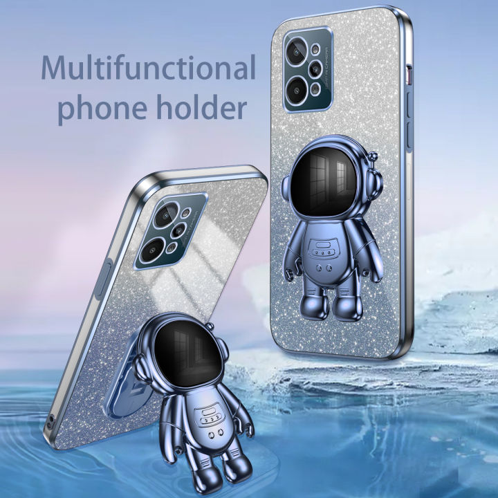 AnDyH%20Phone%20Case%20for%20OPPO%20Realme%20C31%204G%20Flash%20Powder%20Gradient%20Plating%20Casing%20with%20Astronaut%20Stand%20-%20Image%203