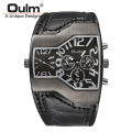 Oulm Quartz Watch Distinctive Men's Watch Double Time Zone Fashion Large Dial Belt Men's Watch Cross Border Ins Style.