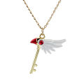 Cartoon Anime Card Captor Sakura Necklaces Key Chain Cardcaptor Sakura Clow Charm Pendant KINOMOTO Sealing Wand Statement Gift.