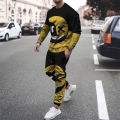 Tracksuit Set Men's Clothing 2 Pcs Summer Sports Suit 3d Print Smiley Casual Men Sets Outfits Long Sleeves T-shirt+Pants Male. 