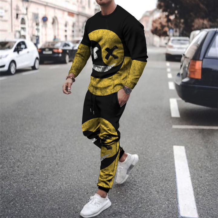 Tracksuit%20Set%20Men's%20Clothing%202%20Pcs%20Summer%20Sports%20Suit%203d%20Print%20Smiley%20Casual%20Men%20Sets%20Outfits%20Long%20Sleeves%20T-shirt+Pants%20Male%20-%20Image%204