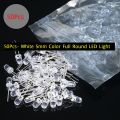 50Pcs- White 5mm Color Full Round LED Light Emitting Diode 5mm LED Light White Light Bulb 5mm  LED For Indicator Light LED. 