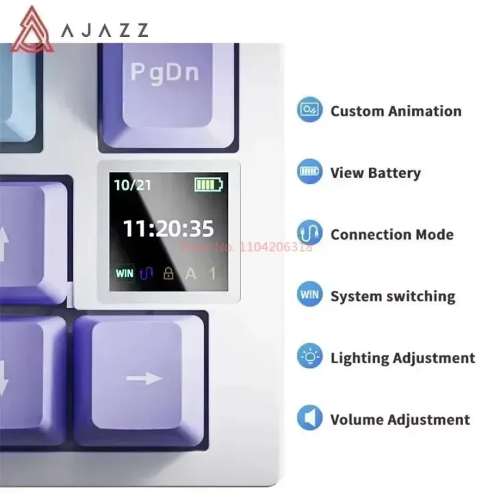 Ajazz%20Ak820%20Pro%20Mechanical%20Keyboard%20Rgb%20Tri-Mode%20Gaming%2075%25%20Gasket-Mounted%20Bluetooth%205.1/2.4g%20Wireless%20Type-C%20Wired%20Tft%20Gift%20-%20Image%205