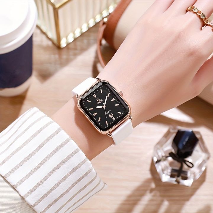 Casual Square Pointer Quartz Watch Retro Fashion Calendar