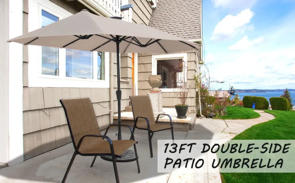 Outdoor Extra Large Umbrella With Crank Canopy 13FT Double Outdoor Extra Large Umbrella With Crank Canopy 13FT Double