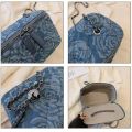 New Fashion Flora Demin Box Shaped Adjustable Chain Crossbody Square Bag Women Girl Shoulder Bagall Flap Bag.