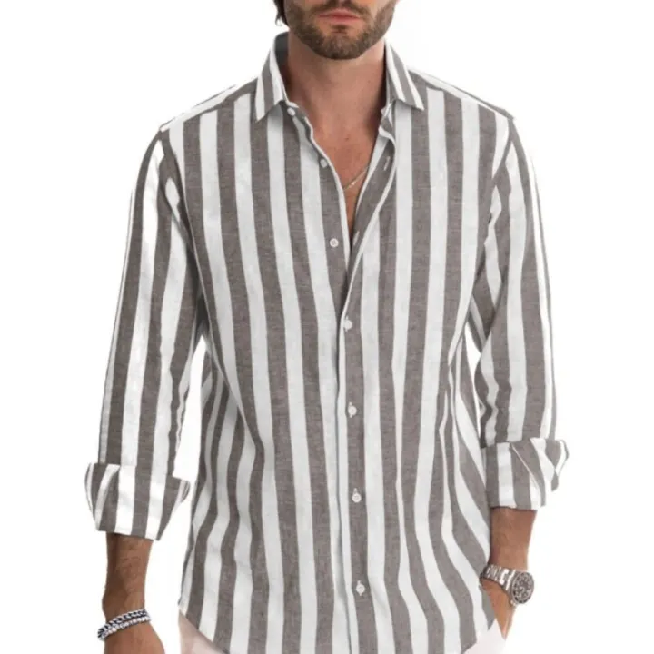 Men's%20Casual%20Blouse%20Shirt%20Stripe%20Printing%20Loose%20Tops%20Long%20Sleeve%20Tee%20Shirt%20Spring%20Autumn%20Casual%20Handsome%20Men's%20Shirts%202023%20New%20-%20Image%205