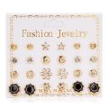 Trendy Mixed Design Pearl Stud Earrings Set for Women New collection - 12 Pairs Earring for Women - Earring Set for Girls Stylish Simple Top - Kaner Dul - Kaner Dul. 