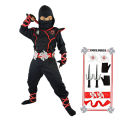 Authentic Kids Ninja Costume Set for Role Play and Cosplay, Ninja Clothes with Hood, Mask, Gloves and Throwing Stars.