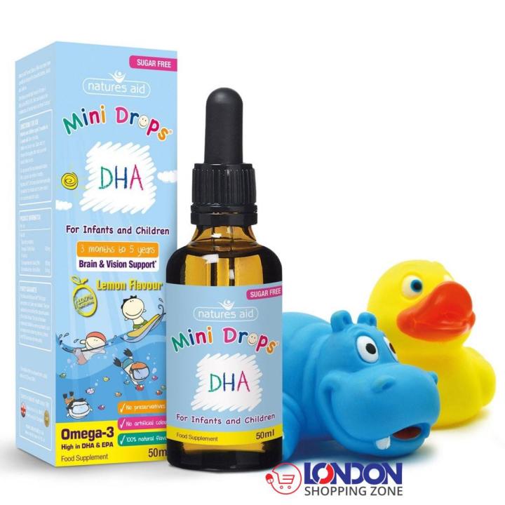 Natures Aid Mini DHA Drops Omega-3 For Children Lemon Flavour 50ml UK