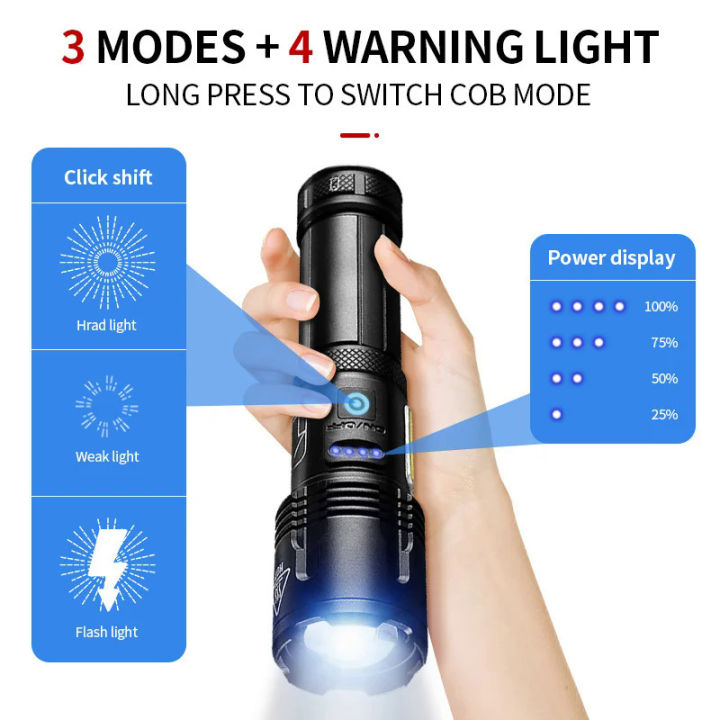 10000000lm%20most%20powerful%20LED%20flashlight%20xhp999%20high%20power%20torch%20light%20rechargeable%20tactical%20flashlight%2018650%20USB%20camping%20lampcob%20-%20Image%203