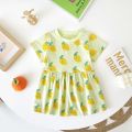 Fashion Summer Holiday Pattern Baby Dress Kids Girls Clothing Short Sleeve.