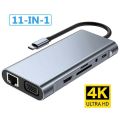 11-in-1 USB C Hub 3.0 Type C Dock Station Multiport Adapter with 4K HDMI RJ45 SD/TF VGA HDMI PD for Laptop.