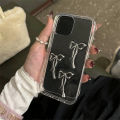 Aesthetics Stylish 3D Metal Bowknot Phone Case For iPhone 15 14 13 12 11 Pro Max Mini X XR 7 8 Plus SE Clear Cover Epoxy Shell. 