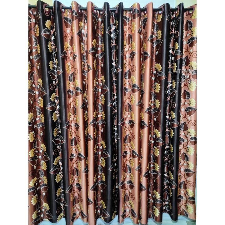 Curtain Porda Synthetic curtains Indian porda window protector 45*80 inch standard size Brown Flowers 4 kuchi curtain