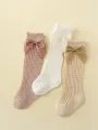 3pairs Baby Girls Bow Decor Anti-Mosquito Socks. 