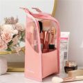 Makeup Brush Case Makeup Brush Holder Travel Waterproof Cosmetic Bag Stand-up Foldable Makeup Cup with Zipper (Black + Pink) Vnce Lncei.