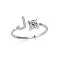 （New）Open Ring Exquiite Adjutable ilver Color Adjutable Alphabet Letter Women Jewelry for Party. 