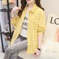 Cotton Plaid Long Sleeve Shirt Women's Spring and Summer Korean New Loose Top Outerwear Sun Protection Clothing Thin Shirt Coat.