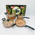 Kiam Non Stick 7 Pcs Cookware Set For Superior Release -1Pc Casserol, 1Pc Fry pan, 1Pc Karai and 1Pc Milk pan with 3 lids.