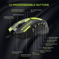 GM28 RGB Breathing Light USB Wired Mouse 12 Keys 7 Level 7200DPI Adjustable Programmable Gaming mice for PC Games. 