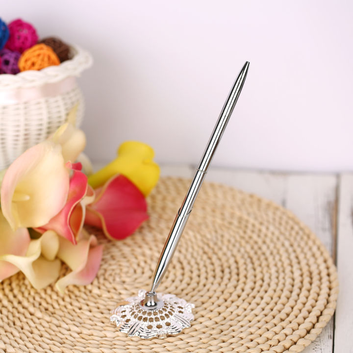 %E3%80%90Aesth%20Diary%20Store%E3%80%91Silver%20Alloy%20Wedding%20Guest%20Pen%20&%20Hollow%20Round%20Pen%20Holder%20Set%20for%20Engagement%20Shower--Silver%20-%20Image%203