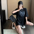 Korean Style Loose 2023 Spring New Heart Printing Lower Body Covering T T-shirt Women's Design Sense Niche Short Sleeve Trendy plus Size.