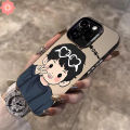 Cartoon Cute Girl Boy Love Heart Glasses Couples Case Compatible for IPhone 13 15 16 14 11 12 Pro Max 7Plus XR X XS Max 7 15 16 14 8 Plus SE 2020 Luxury Plating Metal Lens Case. 